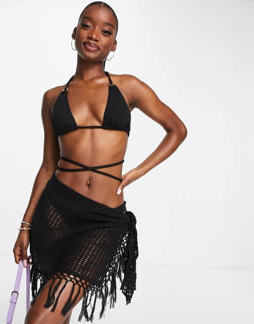 Black fringe 2025 beach skirt