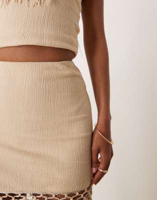 Asos Design Fringed Hem Mini Skirt In Neutral