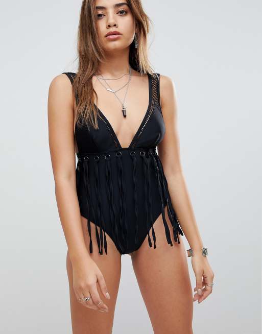 Fishnet cheap swimming costume