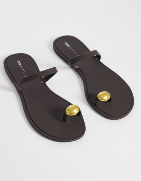 ASOS DESIGN Fritzi jelly sandal with nugget detail in chocolate - view 1