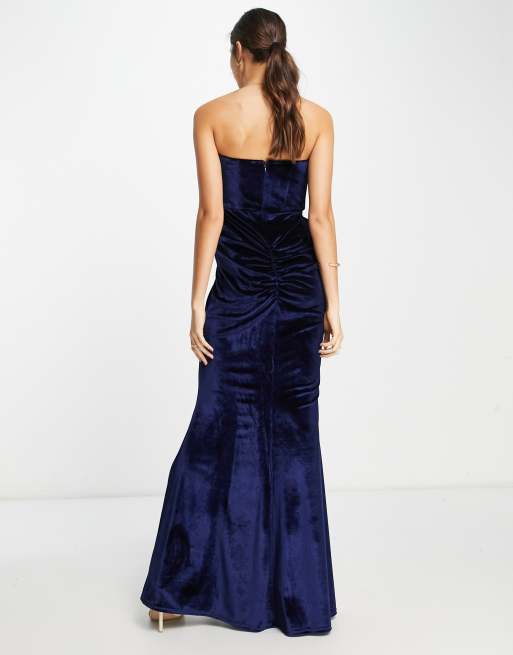 Asos blue velvet outlet dress