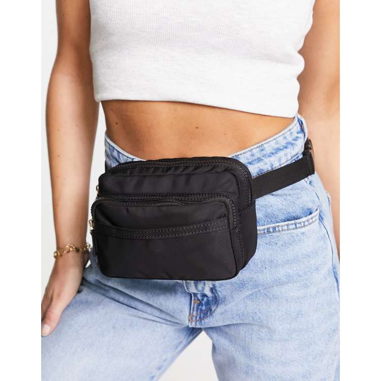 ASOS DESIGN leather bum bag in black