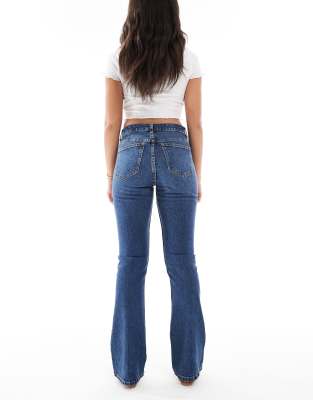 Asos Design Front Pocket Flare Jeans In Blue