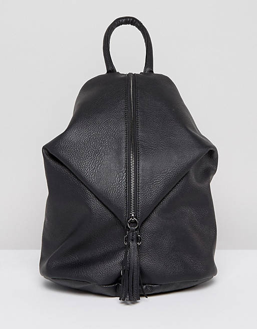 ASOS DESIGN front zip backpack with dog clip and tassel