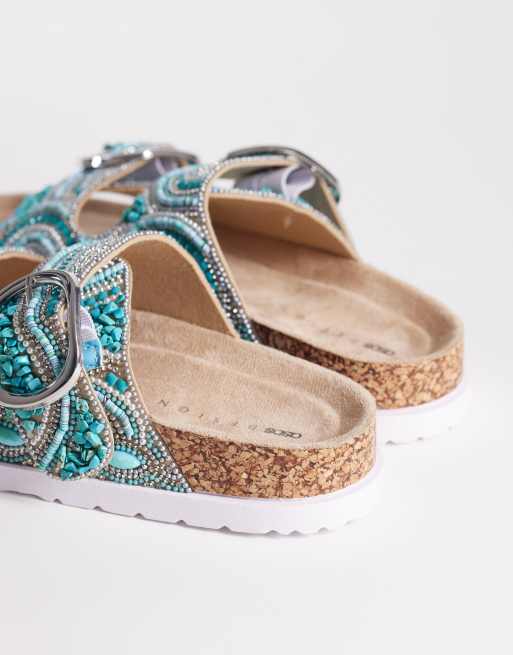 ASOS DESIGN – Frost – Blå sandaler med dubbla remmar och pärlor, 4 av 4