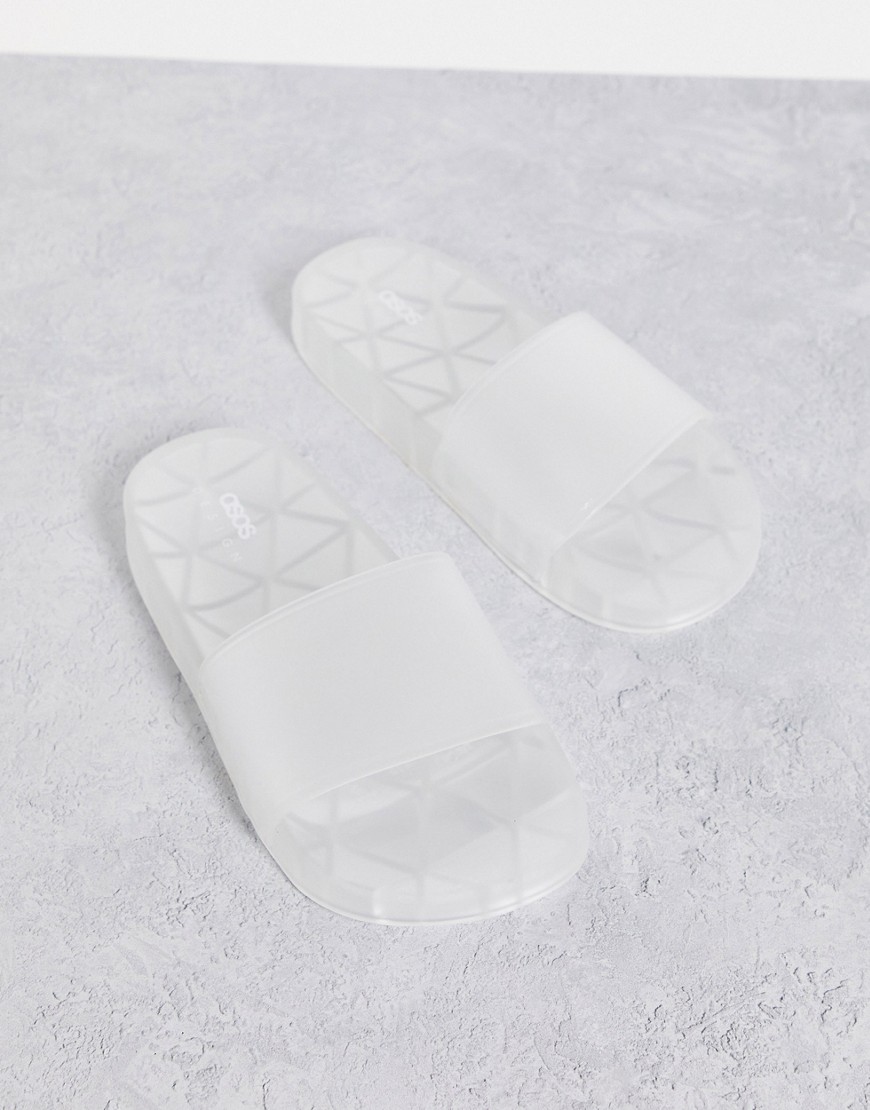 ASOS DESIGN Frost pool slider in frosted clear