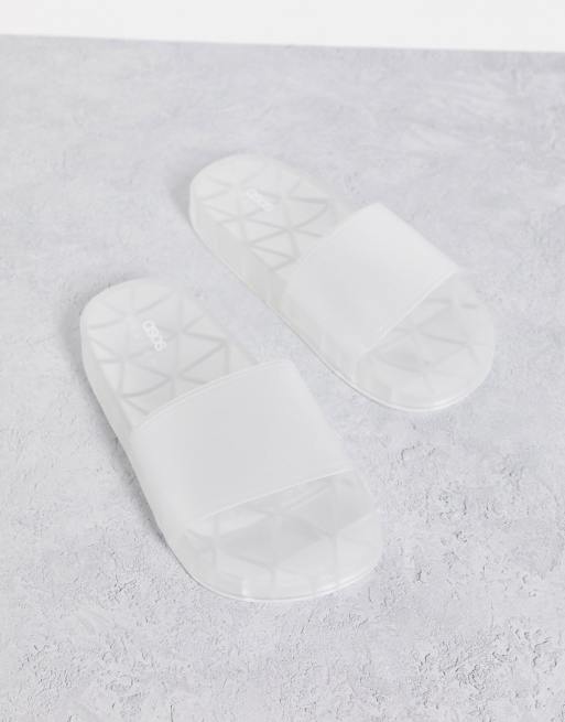 ASOS DESIGN Frost pool sliders in frosted clear