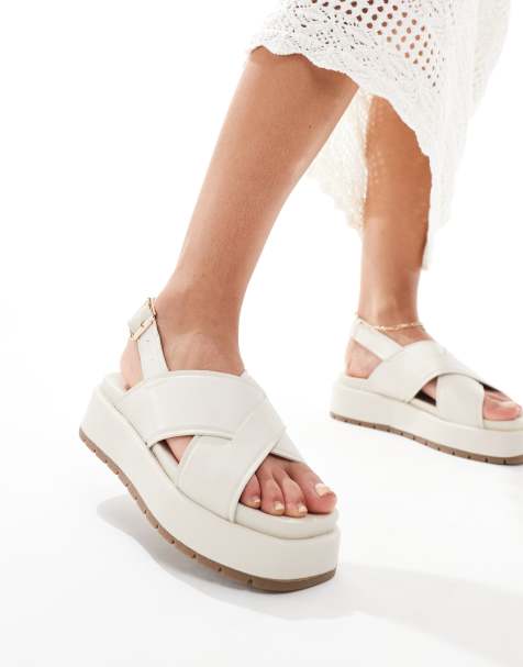 ASOS DESIGN – Frosty – Naturvita, grova sandaler i tvådelad design - view 1