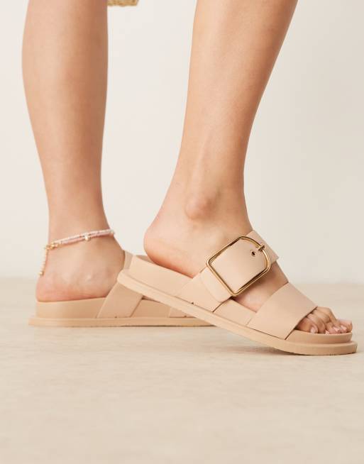 ASOS DESIGN Frozen double strap slider in beige