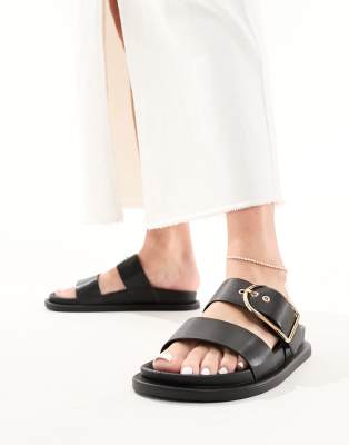 Asos Design Frozen Double Strap Slider In Black