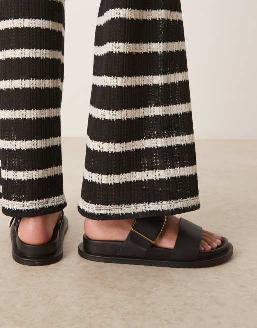 ASOS DESIGN Frozen double strap slider in black