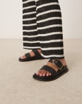[ASOS DESIGN] ASOS DESIGN Frozen double strap sliders in black 36 BLACK