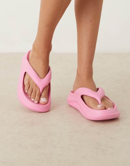 ASOS DESIGN Fudge chunky flip-flop slides in pink