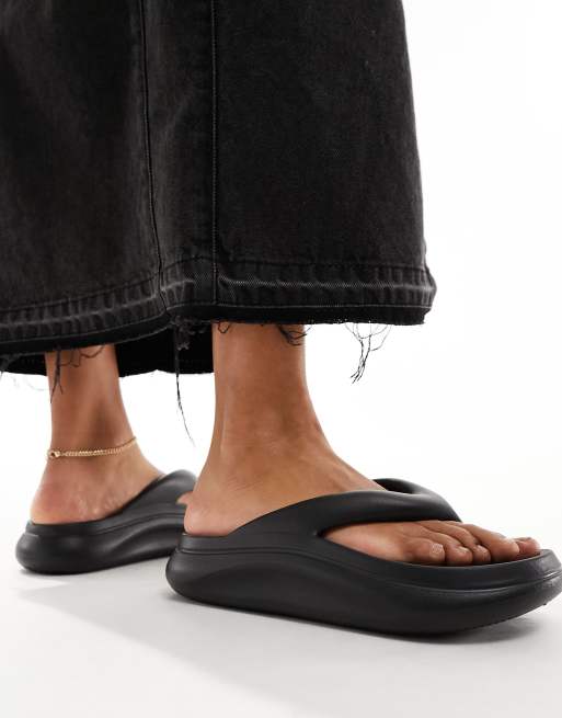 ASOS Wide Fit Ferris Chunky Thong Sandals in Black