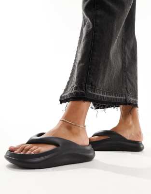 Asos Design - Fudge - Svarta, Grova Flip Flops-Svart/A