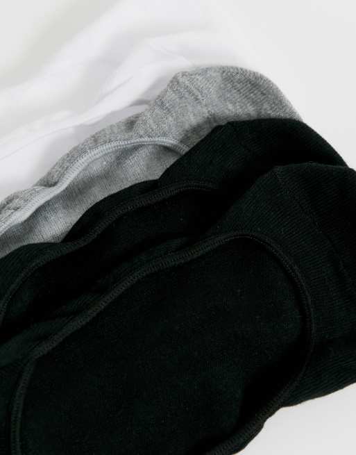 ASOS DESIGN – Füßlinge mit Anti-Rutsch-Band hinten im 5er-Pack in Schwarz, Weiß und Grau, 3 von 4