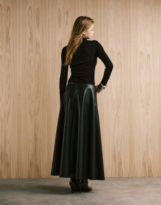 ASOS DESIGN full circle pu skirt in black