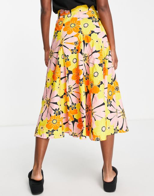 Floral-print full shop midi skirt