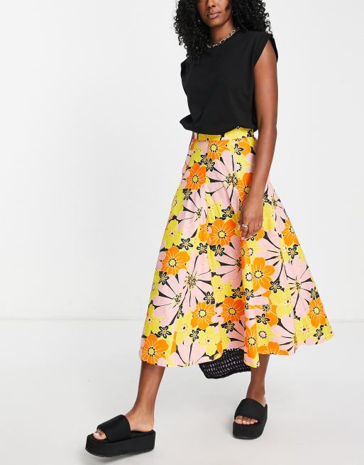 Floral midi shop skirt asos