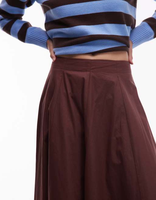 ASOS DESIGN full hem voluminous maxi skirt in brown, 3 of 5
