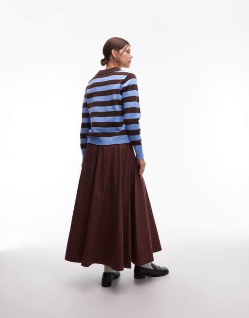 ASOS DESIGN full hem voluminous maxi skirt in brown, 5 of 5