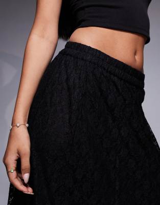 Asos Design Full Lace Godet Maxi Skirt In Black