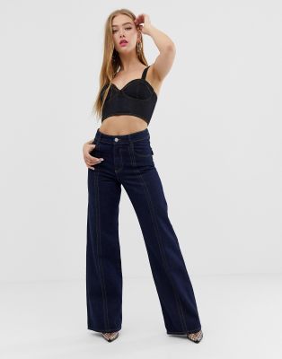 flare jeans with front seam