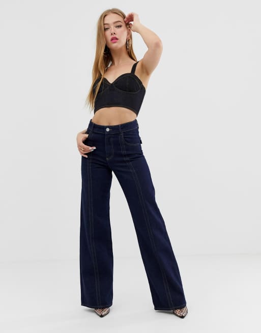 High Waisted Front Seam Flare Pants