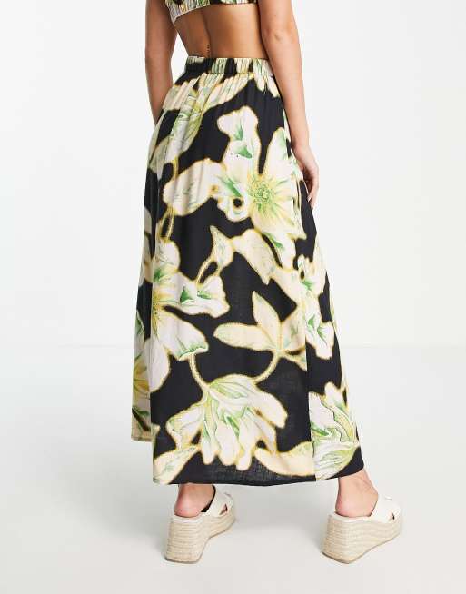ASOS DESIGN full maxi skirt in bright tropical print (part of a set)  , 2 of 4