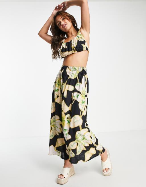 ASOS DESIGN full maxi skirt in bright tropical print (part of a set)  , 4 of 4