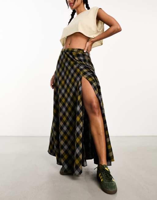 Black check tennis side split skirt sale