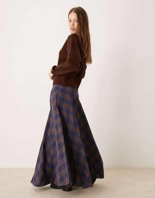 ASOS DESIGN full maxi skirt with side split in check | ASOS