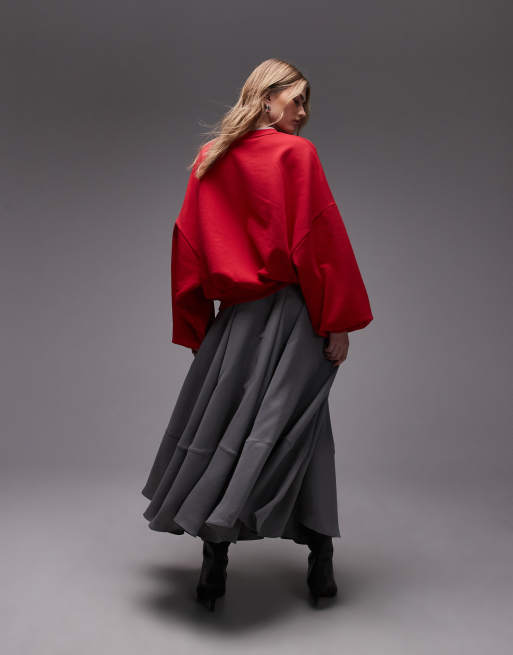 ASOS DESIGN full maxi sweeping circle skirt in grey, 2 of 5