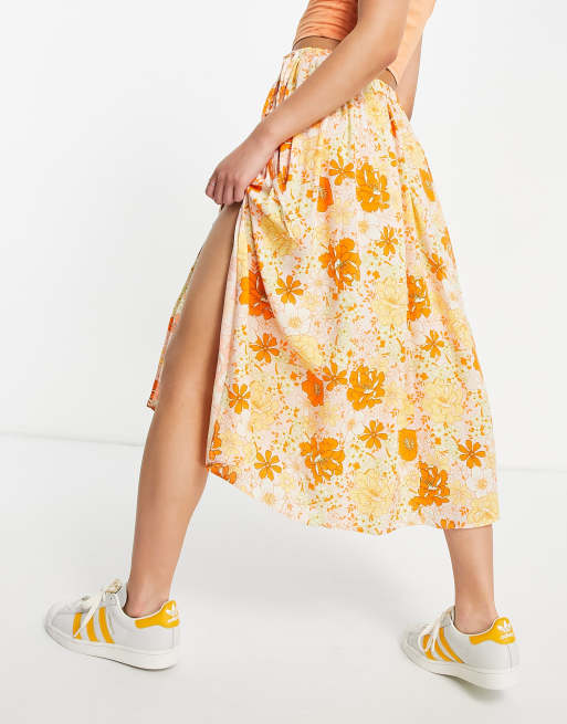 Floral-print full 2024 midi skirt