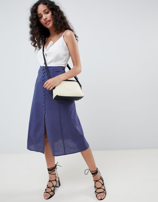 ASOS DESIGN full midi skirt with button front ASOS