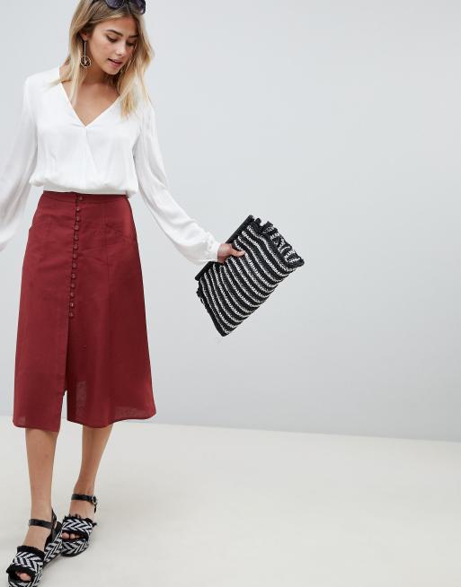 ASOS DESIGN full midi skirt with button front | ASOS