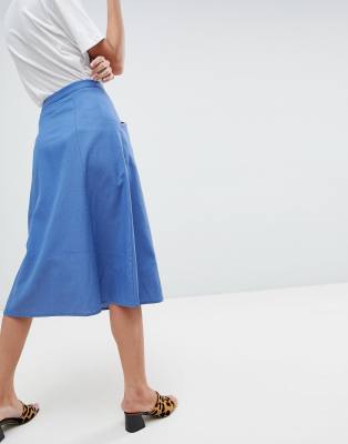 asos design midi skirt with button front