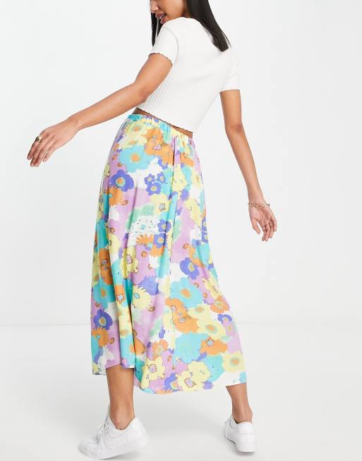 Colorful floral 2025 midi skirt