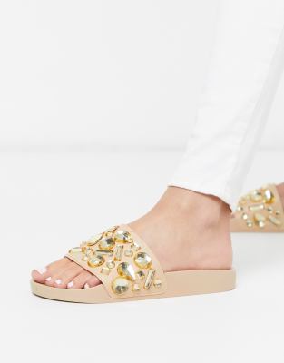 gold gem sandals