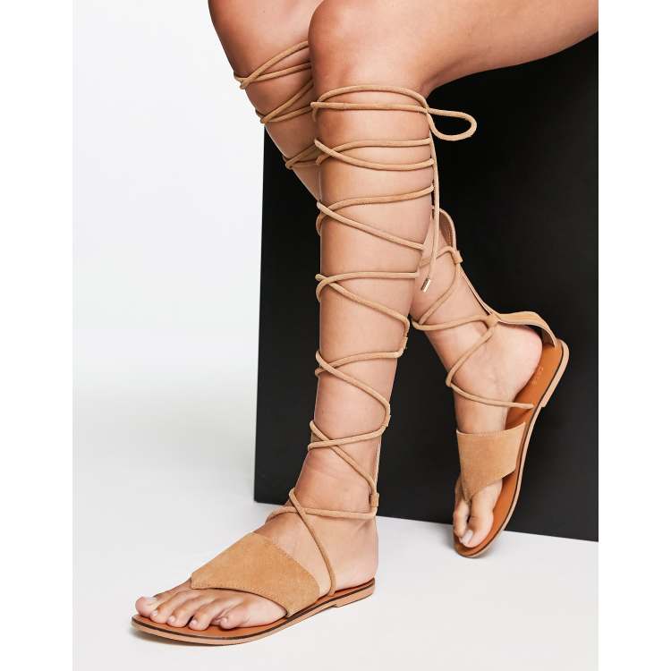 Lace up gladiator discount sandals knee high