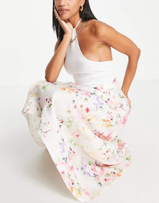 ASOS DESIGN full satin prom maxi skirt in floral print