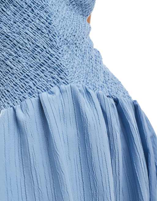 ASOS DESIGN full skirt midi crinkle sundress in boyfriend blue , 4 of 4