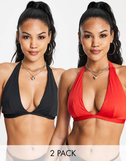 Buy Boohoo Fuller Bust Wide Apex Knot Bikini Top In Black