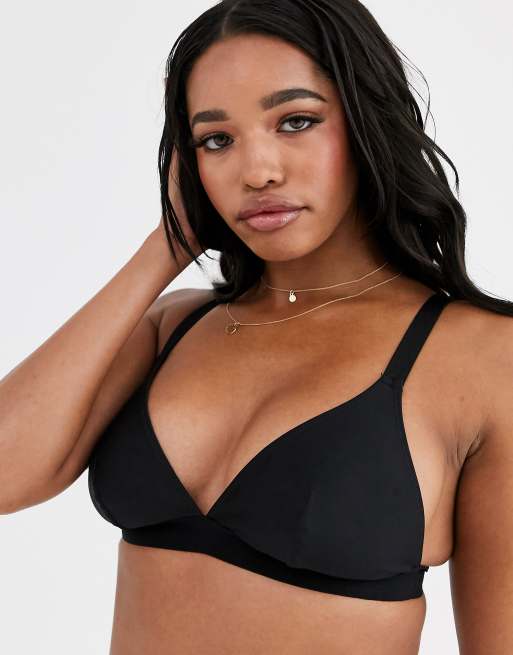 ASOS DESIGN 3 pack cotton triangle bra in splodge