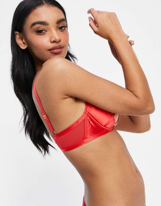 ASOS DESIGN – Fuller Bust – Alessandra – Czerwony usztywniany biustonosz z paskami, 3 z 4