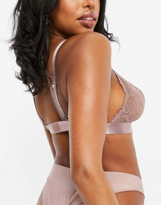 ASOS DESIGN Fuller Bust Arabella lace soft triangle in mink, 2 of 4