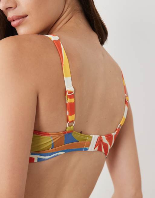 ASOS DESIGN Fuller Bust - Ava Alice - Bikinitop med bindebånd foran og farverigt abstrakt blomstermønster, 2 af 4