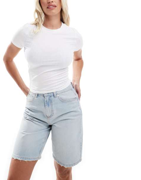 ASOS DESIGN Fuller Bust – Biały prążkowany T-shirt o dopasowanym kroju - view 1