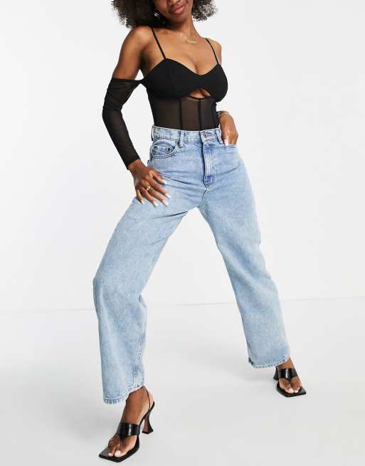 ASOS DESIGN bodysuit in mesh with seam details in black