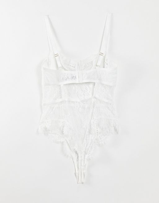 ASOS DESIGN Fuller Bust Bridal Florence lace underwire bra with rickrack  trim in white
